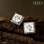 LENYA ต่างหู CZ จาก SWAROVSKI ทรงสี่เหลี่ยมน่ารัก ขนาด 4 มิล ตัวเรือนเงินแท้925 ชุบทองคำขาว