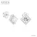 LENYA ต่างหู CZ จาก SWAROVSKI ทรงสี่เหลี่ยมน่ารัก ขนาด 4 มิล ตัวเรือนเงินแท้925 ชุบทองคำขาว