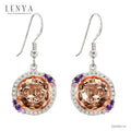 LENYA ต่างหูดีไซน์เก๋ด้วยเท็กซ์เจอร์ที่ไม่เหมือนใคร ประดับพลอยอะเมทิสท์(Amethyst) และแซฟไฟร์สีชมพู(Pink Sapphire)  ตัวเรือนเงินแท้ ชุบสีแบบทูโทน สีพิ้งค์โกลด์แท้และทองคำขาวแท้