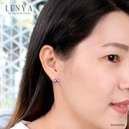 LENYA ต่างหูพลอยโรโดไลท์ เสริมความรักความสัมพันธ์ ขนาด 2.5 มิล ตัวเรือนเงินแท้925 ชุบทองคำขาว