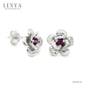 LENYA ต่างหูพลอยโรโดไลท์ เสริมความรักความสัมพันธ์ ขนาด 2.5 มิล ตัวเรือนเงินแท้925 ชุบทองคำขาว