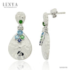 LENYA ต่างหูพลอยบลูโทแพซ เสริมความมั่นใจ ชัดเจน ปัญญา ขนาด 3 มิล ตัวเรือนเงินแท้925 ชุบทองคำขาว