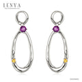 LENYA ต่างหูพลอยอเมทิสต์ เสริมความสงบใจ มีสติ มั่งคั่ง ขนาด 3.5 มิล ตัวเรือนเงินแท้925 ชุบทองคำขาว