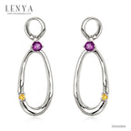 LENYA ต่างหูพลอยอเมทิสต์ เสริมความสงบใจ มีสติ มั่งคั่ง ขนาด 3.5 มิล ตัวเรือนเงินแท้925 ชุบทองคำขาว