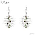 LENYA ต่างหูพลอยสโมคกี้ควอตซ์ เสริมพลังในการปกป้องคุ้มครอง ขนาด 2 มิล ตัวเรือนเงินแท้925 ชุบทองคำขาว