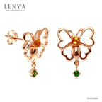 LENYA ต่างหูพลอยโครมไดออพไซด์ เสริมความคิดสร้างสรรค์ ขนาด 2 มิล ตัวเรือนเงินแท้925 ชุบพิงค์โกลด์