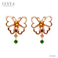 LENYA ต่างหูพลอยโครมไดออพไซด์ เสริมความคิดสร้างสรรค์ ขนาด 2 มิล ตัวเรือนเงินแท้925 ชุบพิงค์โกลด์