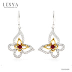 LENYA ต่างหูพลอยโรโดไลท์ เสริมความรัก ความสัมพันธ์ ขนาด 3 มิล ตัวเรือนเงินแท้925 ชุบทูโทน