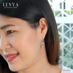 LENYA ต่างหูพลอยบลูโทแพซ เสริมความมั่นใจ ชัดเจน ปัญญา ขนาด 6x4 มิล ตัวเรือนเงินแท้925 ชุบทองคำขาว