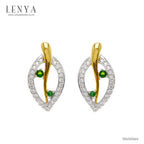 LENYA ต่างหูพลอยโครมไดออพไซด์ เสริมความคิดสร้างสรรค์ ขนาด 2.5 มิล ตัวเรือนเงินแท้925 ชุบทูโทน
