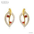 LENYA ต่างหูเงินแท้ 925 ประดับโกเมน และ CZ (คิวบิกเซอร์โคเนีย)