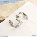 LENYA ต่างหู  ดีไซน์เก๋ ประดับเพชร DiamondLike ตัวเรือนเงินแท้ โดดเด่นด้วยเทคนิคชุบสีแบบทูโทน ชุบทองคำขาว และทองคำแท้