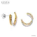 LENYA ต่างหู  ดีไซน์เก๋ ประดับเพชร DiamondLike ตัวเรือนเงินแท้ โดดเด่นด้วยเทคนิคชุบสีแบบทูโทน ชุบทองคำขาว และทองคำแท้