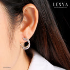 LENYA ต่างหู  ดีไซน์เก๋ ประดับเพชร DiamondLike ตัวเรือนเงินแท้ โดดเด่นด้วยเทคนิคชุบสีแบบทูโทน ชุบทองคำขาว และทองคำแท้