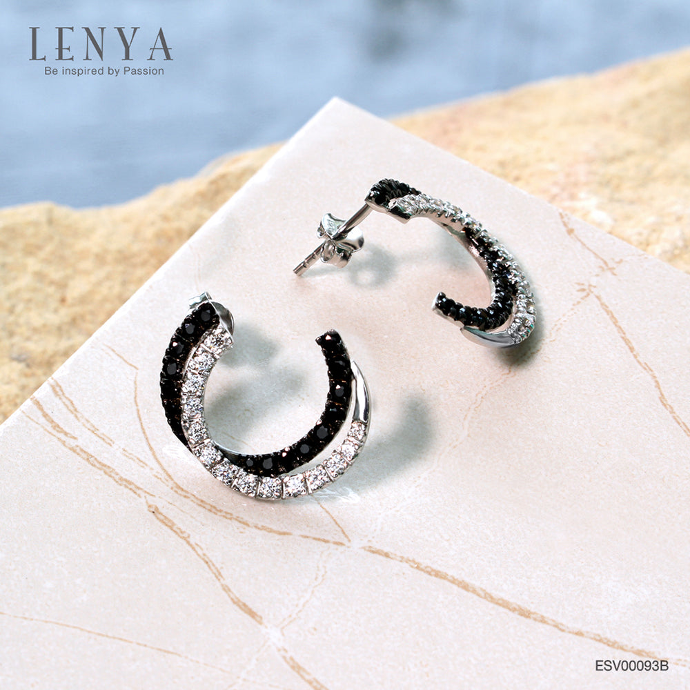 LENYA ต่างหูพลอยสปิเนล ส่งเสริมด้านการเงินความมั่นคง ขนาด 1.30 มิล ตัวเรือนเงินแท้925 ชุบทองคำขาว