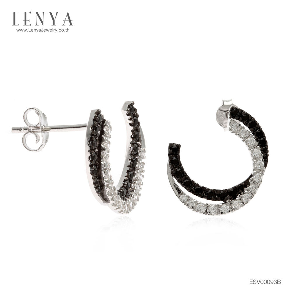 LENYA ต่างหูพลอยสปิเนล ส่งเสริมด้านการเงินความมั่นคง ขนาด 1.30 มิล ตัวเรือนเงินแท้925 ชุบทองคำขาว