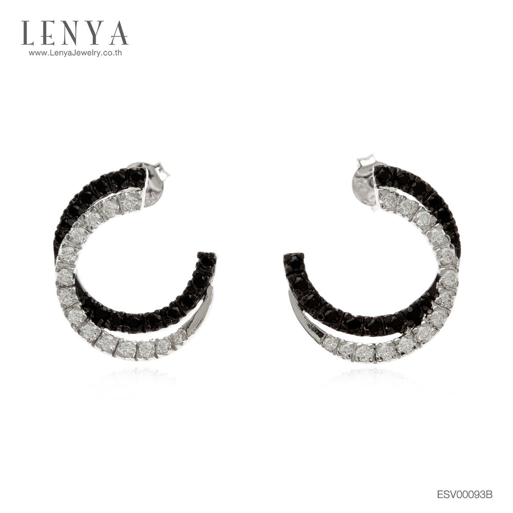 LENYA ต่างหูพลอยสปิเนล ส่งเสริมด้านการเงินความมั่นคง ขนาด 1.30 มิล ตัวเรือนเงินแท้925 ชุบทองคำขาว