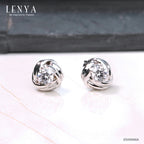 LENYA ต่างหู CZ จากSwarovski เสริมลุค ดีไซน์เก๋ ขนาด 4 มิล ตัวเรือนเงินแท้925 ชุบทองคำขาว