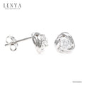 LENYA ต่างหู CZ จากSwarovski เสริมลุค ดีไซน์เก๋ ขนาด 4 มิล ตัวเรือนเงินแท้925 ชุบทองคำขาว