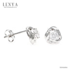 LENYA ต่างหู CZ จากSwarovski เสริมลุค ดีไซน์เก๋ ขนาด 4 มิล ตัวเรือนเงินแท้925 ชุบทองคำขาว