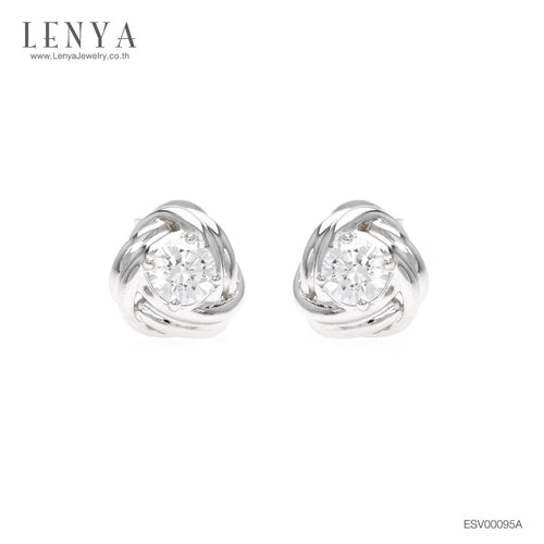 LENYA ต่างหู CZ จากSwarovski เสริมลุค ดีไซน์เก๋ ขนาด 4 มิล ตัวเรือนเงินแท้925 ชุบทองคำขาว