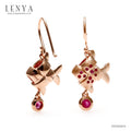 LENYA ต่างหูทับทิม เสริมด้านพลังรัก กล้าหาญ มั่นใจ ขนาด 3 มิล ตัวเรือนเงินแท้925 ชุบพิงค์โกลด์