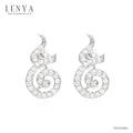 LENYA ต่างหู CZ DiamondLike ดีไซน์เลข๙ ก้าวหน้า ขนาด 1.25 มิล ตัวเรือนเงินแท้925 ชุบทองคำขาว