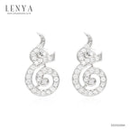 LENYA ต่างหู CZ DiamondLike ดีไซน์เลข๙ ก้าวหน้า ขนาด 1.25 มิล ตัวเรือนเงินแท้925 ชุบทองคำขาว