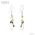 LENYA ต่างหูเงินแท้ 925 ชุบทองขาว ประดับด้วยพลอย อเมทิส(Amethyst) ซัฟไฟร์สีเหลือง(Yellow Sapphire) และ สโมคกี้ควอตซ์(Smoky Quartz)
