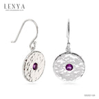 LENYA ต่างหูพลอยอเมทิสต์ เสริมความสงบใจ มีสติ มั่งคั่ง ขนาด 3 มิล ตัวเรือนเงินแท้925 ชุบทองคำขาว