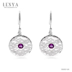 LENYA ต่างหูพลอยอเมทิสต์ เสริมความสงบใจ มีสติ มั่งคั่ง ขนาด 3 มิล ตัวเรือนเงินแท้925 ชุบทองคำขาว