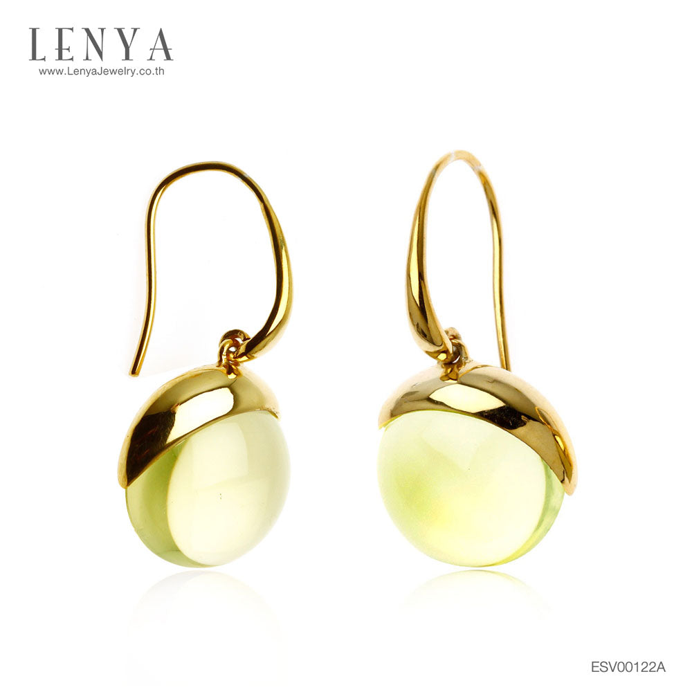LENYA ต่างหูเลมอนควอซ์ (Lemon Quartz) ตัวเรือนเงินแท้ ชุบทอง เสริมเสน่ห์โดดเด่นในเรื่องดีไซน์ที่ไม่เหมือนใคร แมทได้กับทุกสไตล์