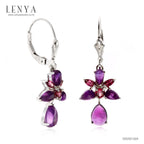 LENYA ต่างหูเงินแท้ ประดับพลอย อเมทิสต์ (Amethyst) และ โรโดไลท์ (Rhodolite) เสริมให้ร่ำรวยอย่างมีสติ