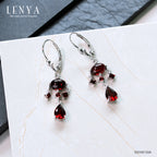 LENYA ต่างหูพลอยโกเมน เสริมด้านใจแกร่ง สำเร็จ มั่นคง ขนาด 7x5 มิล ตัวเรือนเงินแท้925 ชุบทองคำขาว