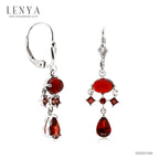 LENYA ต่างหูพลอยโกเมน เสริมด้านใจแกร่ง สำเร็จ มั่นคง ขนาด 7x5 มิล ตัวเรือนเงินแท้925 ชุบทองคำขาว