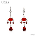 LENYA ต่างหูพลอยโกเมน เสริมด้านใจแกร่ง สำเร็จ มั่นคง ขนาด 7x5 มิล ตัวเรือนเงินแท้925 ชุบทองคำขาว