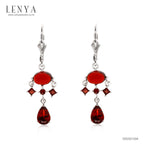 LENYA ต่างหูพลอยโกเมน เสริมด้านใจแกร่ง สำเร็จ มั่นคง ขนาด 7x5 มิล ตัวเรือนเงินแท้925 ชุบทองคำขาว
