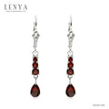 LENYA ต่างหูพลอยโกเมน เสริมด้านใจแกร่ง สำเร็จ มั่นคง ขนาด 9 มิล ตัวเรือนเงินแท้925 ชุบทองคำขาว