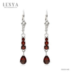 LENYA ต่างหูพลอยโกเมน เสริมด้านใจแกร่ง สำเร็จ มั่นคง ขนาด 9 มิล ตัวเรือนเงินแท้925 ชุบทองคำขาว