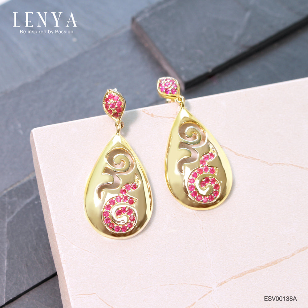 LENYA ต่างหูเงินประดับทับทิมแท้ ดีไซน์เลข ๙ ไทย เพื่อชีวิตที่ก้าวหน้า