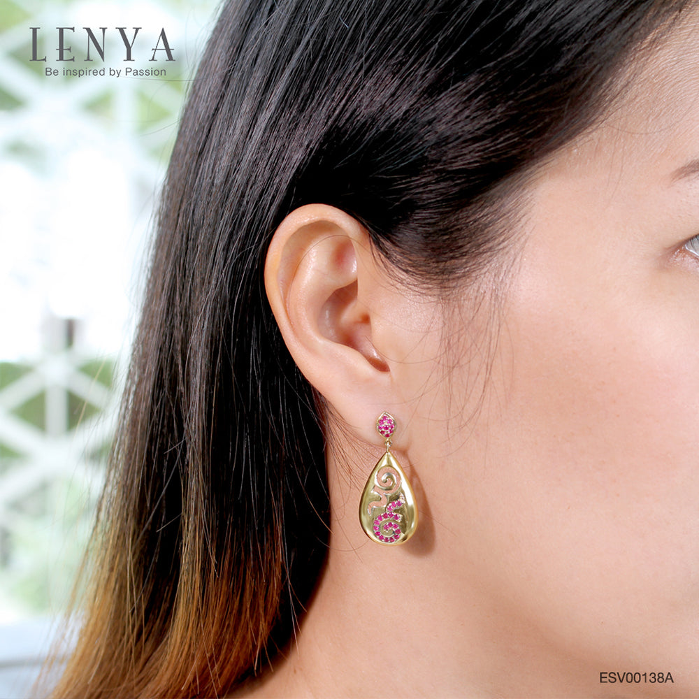 LENYA ต่างหูเงินประดับทับทิมแท้ ดีไซน์เลข ๙ ไทย เพื่อชีวิตที่ก้าวหน้า