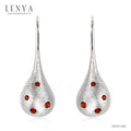 LENYA ต่างหูพลอยโกเมน เสริมด้านใจแกร่ง สำเร็จ มั่นคง ขนาด 2 มิล ตัวเรือนเงินแท้925 ชุบทองคำขาว