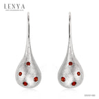 LENYA ต่างหูพลอยโกเมน เสริมด้านใจแกร่ง สำเร็จ มั่นคง ขนาด 2 มิล ตัวเรือนเงินแท้925 ชุบทองคำขาว