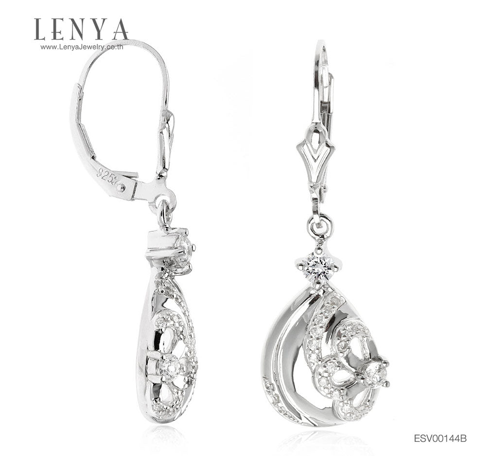 LENYA ต่างหู CZ DiamondLike เพิ่มสเน่ห์ ขนาด 3 มิล ตัวเรือนเงินแท้925 ชุบทองคำขาว