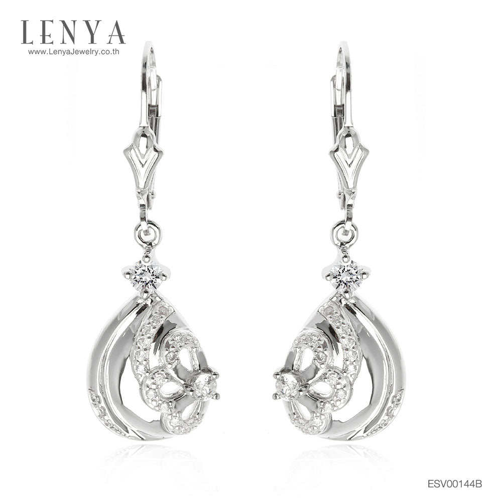 LENYA ต่างหู CZ DiamondLike เพิ่มสเน่ห์ ขนาด 3 มิล ตัวเรือนเงินแท้925 ชุบทองคำขาว
