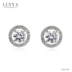 LENYA ต่างหู CZ DiamondLike เหมาะสำหรับสวมใส่ทุกวัน ขนาด 5 มิล ตัวเรือนเงินแท้925 ชุบทองคำขาว