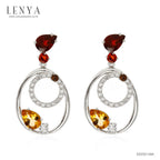 LENYA ต่างหูพลอยโกเมน เสริมความรัก ความสัมพันธ์ ขนาด 7 มิล ตัวเรือนเงินแท้925 ชุบทองคำขาว