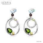 LENYA ต่างหูพลอยบลูโทแพซ เสริมความมั่นใจ ชัดเจน ปัญญา ขนาด 7x5 มิล ตัวเรือนเงินแท้925 ชุบทองคำขาว
