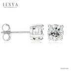 LENYA ต่างหู CZ DiamondLike รูปทรงกลมสวมใส่ไม่มีเบื่อ ขนาด 5 มิล ตัวเรือนเงินแท้925 ชุบทองคำขาว