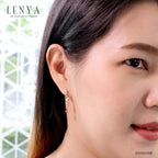 LENYA ต่างหูปลา โรโดไลท์ (Rhodolite) และตาสีเทาด้วย สโมคกี้ควอตซ์(Smoky Quartz) ตัวเรือนเงินแท้ 925 ชุบทองพิ้งค์โกลด์